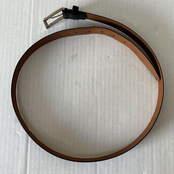 BROOKS BROTHERS MADE IN ITALY BLACK GENUINE LEATHER DRESS BELT SIZE 36 - Picture 5 of 16